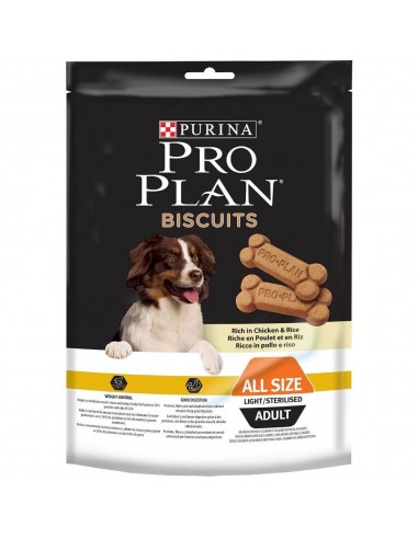 Purina ProPlan Adult Biscuit Light 400gr. Galetes Gossos Adults Totes Races Sobrepes Pollastre 4000487224889