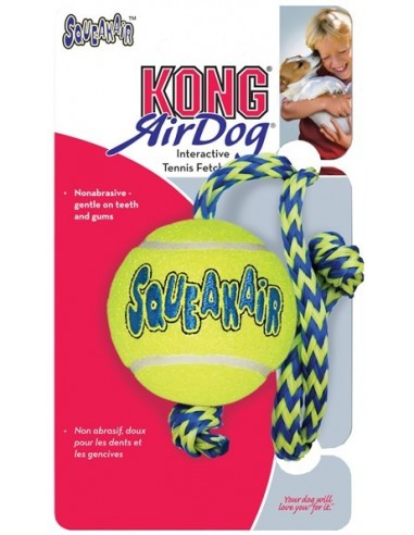 Kong Adult Squeakair Tennis Ball amb Corda. 035585774978
