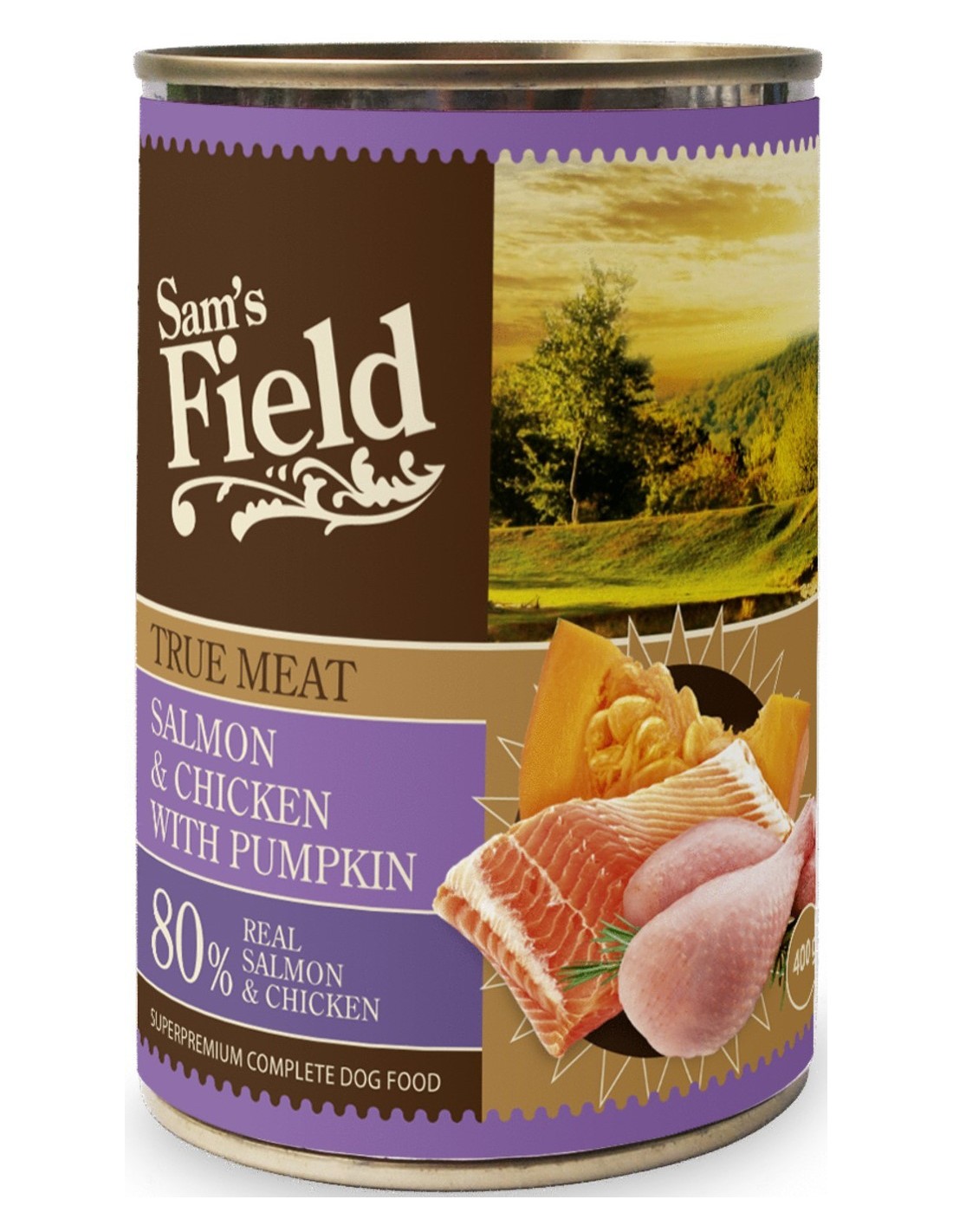 Sam's Field Adult Pollo y Salmón con Calabaza 400 gr. Comida húmeda