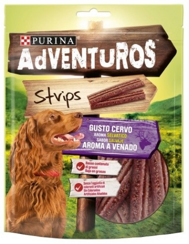 Purina Adventuros Adulto Strips 90gr. Galletas Perros Adultos Todas Razas Dieta Normal Ciervo 7613034995414