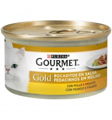 Purina Gourmet Gold Adult Bocaditos Pollo 85gr. Latas Gatos Adultos Todas les Razas Dieta Normal Pollo 7613032881542
