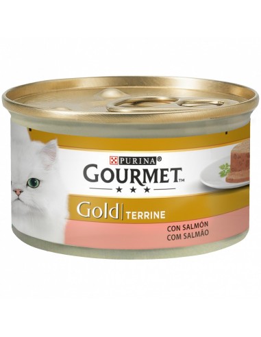 Purina Gourmet Gold Adult Terrine Salmón 85gr. Latas para Gatos Adultos de Todas las Razas con Dieta Normal. Con Salmon.