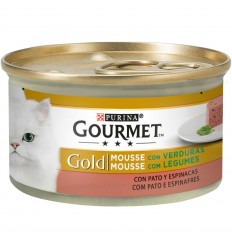 Purina Gourmet Gold Adult Mousse Pato y Espinacas 85gr. Lata Gatos Adultos Todas las Razas Dieta Normal Pato 7613033047510