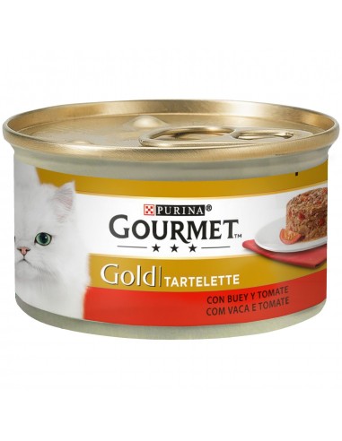 Purina Gourmet Gold Adult Tartallete de Buey 85gr Latas Gatos Adultos Todas las Razas Dieta Normal Buey Tomate 7613035442504