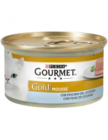 Purina Gourmet Gold Adult Mousse Pescado del Océano 85gr. Latas Gatos Adultos Todas las Razas Dieta Normal Pescado del Océano