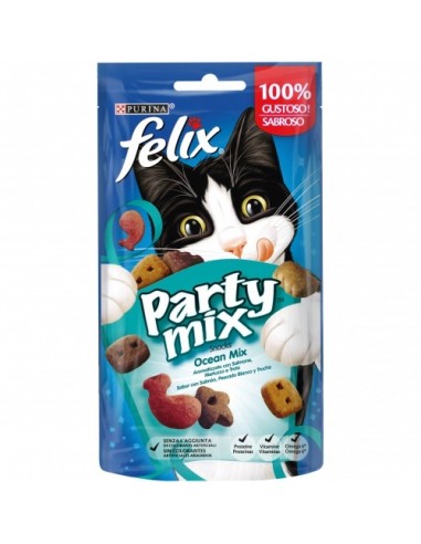 Purina Felix Adulto Party Mix Ocean 60gr. Galletas Gatos Adultos Todas las Razas Dieta Normal Pescado del Océano 7613033738432