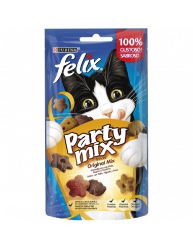 Purina Felix Adulto Party Mix Original 60gr. Snacks Gatos Adultos Todas las Razas Dieta Normal Mix 7613033736926