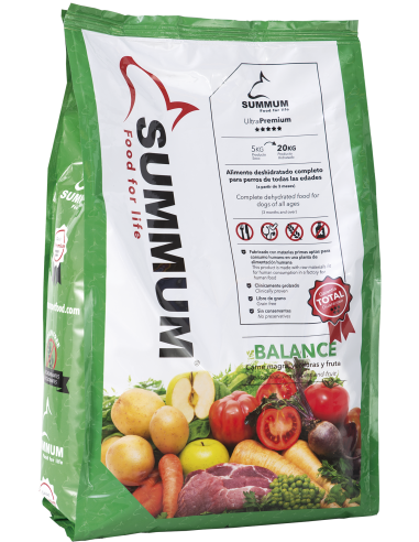 Summum Balance Dog Adult 5 Kg. Pienso Perros Adultos Todas las Razas Alimento Deshidratado Cerdo 8436544400051