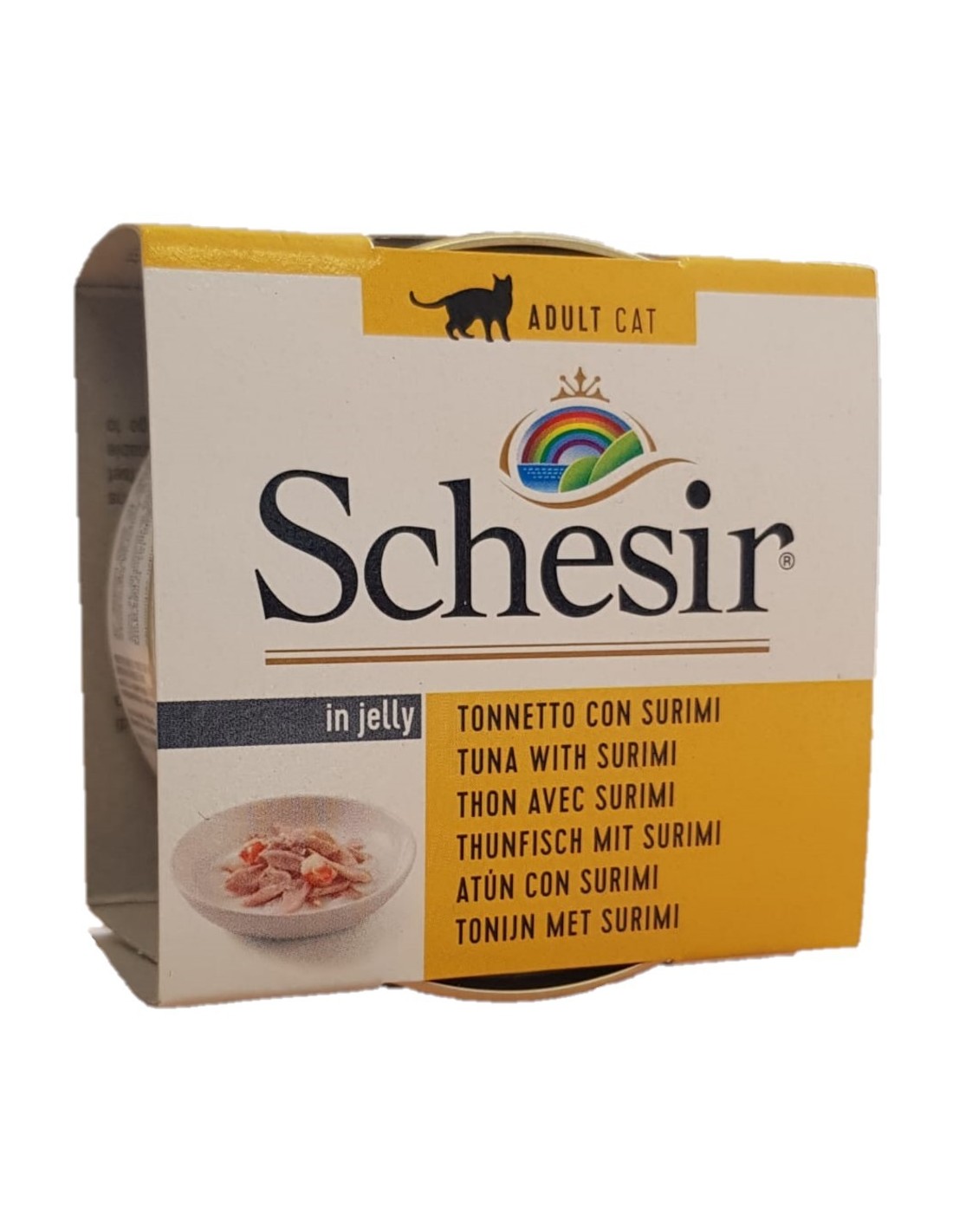 Schesir Adult Atún y Surimi en gelatina lata para gatos