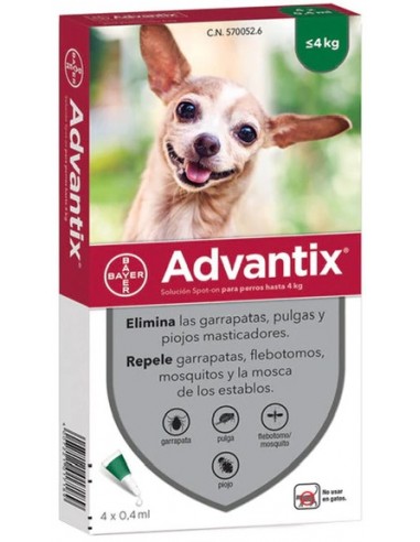 Bayer Advantix Dog Solución Spot-On (hasta 4 kg). 1 pipeta 4007221043119
