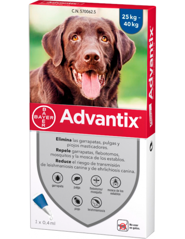 Advantix pipeta per a gossos d'entre 25 kg i 40 kg. EAN 4007221043140