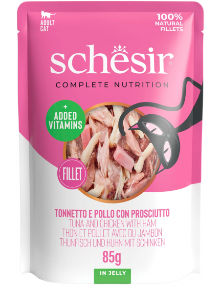 Schesir Cat Atún y Pollo con Jamón 85 gr. EAN 8005852172501
