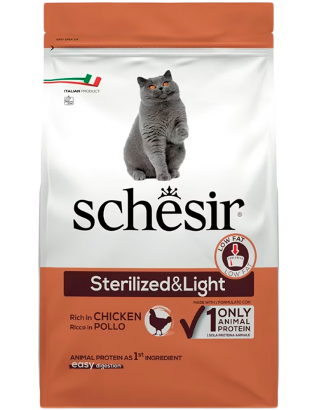Schesir Cat Sterilized & Light Rico en Pollo. EAN 8005852760562 / 8005852760845