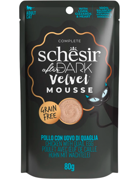 Schesir Cat After Dark Pollo con Huevo de Codorniz Mousse 80 gr. EAN 8005852132208