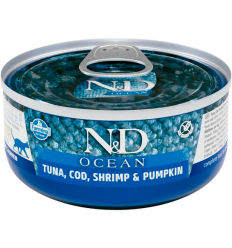 Farmina N&D Kitten Ocean Atún, Bacalao, Gambas y Calabaza 6x70 gr. EAN 8606014108361