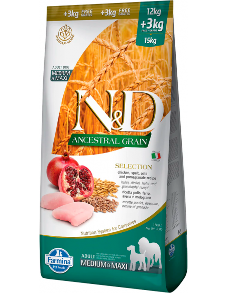 Farmina N&D Ancestral Grain Selection Adult Medium & Maxi. EAN 8010276038135