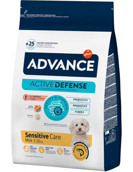 Advance Adult Mini Sensitive Salmó i Arròs. EAN 8410650215150 / 8410650582825 / 8410650623856