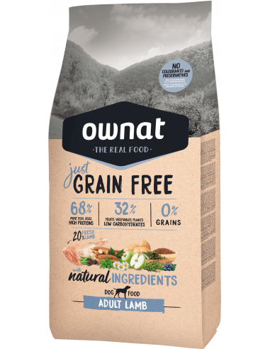 Ownat Dog Adult Grain Free Just Cordero. EAN 8429037016433 / 8429037016440