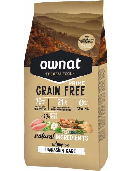 Ownat Cat Prime Grain Free Adult Hair & Skin Care. EAN 8429037016587