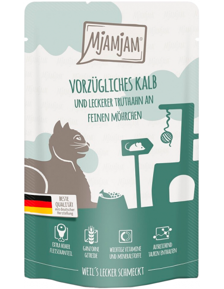 MjAMjAM Cat Vedella amb Gall Dindi i Pastanagues 125 gr. EAN 4260512870690