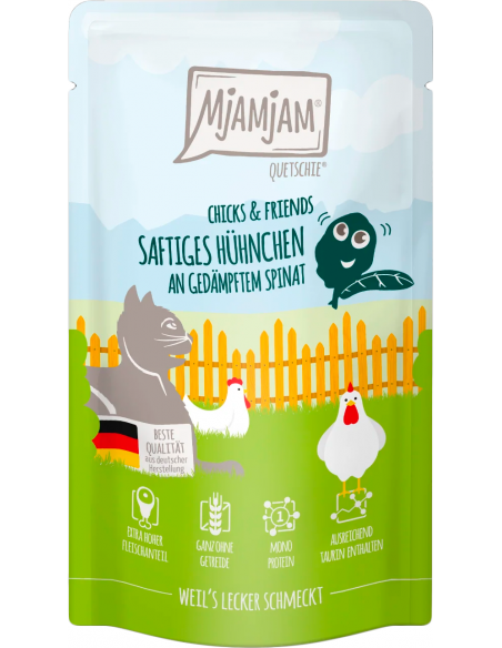 MjAMjAM Cat Pollastre amb Espinacs al Vapor 125 gr. EAN 4255634603592