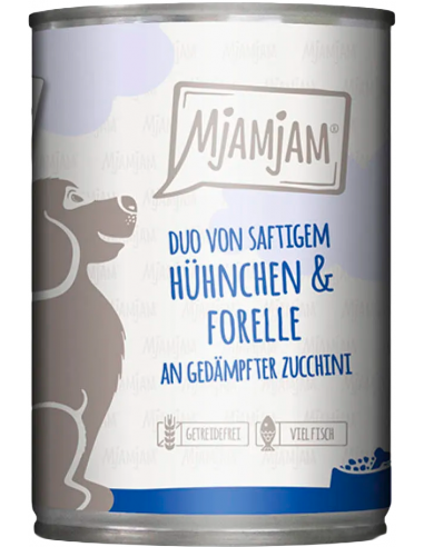 MjAMjAM Dog Duo Pollo y Trucha con Calabacín al Vapor 400 gr. EAN 4200634602359