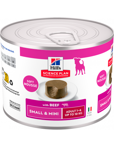 Hill`s Science Plan Canine Adult Mousse Small & Mini amb Vedella 200 gr. 052742067179