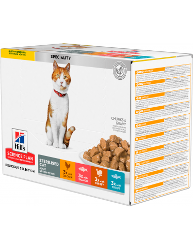 Hill`s Science Plan Cat Adult Sterilised Gravy Pack Mix 12 x 85 gr. EAN 052742376608
