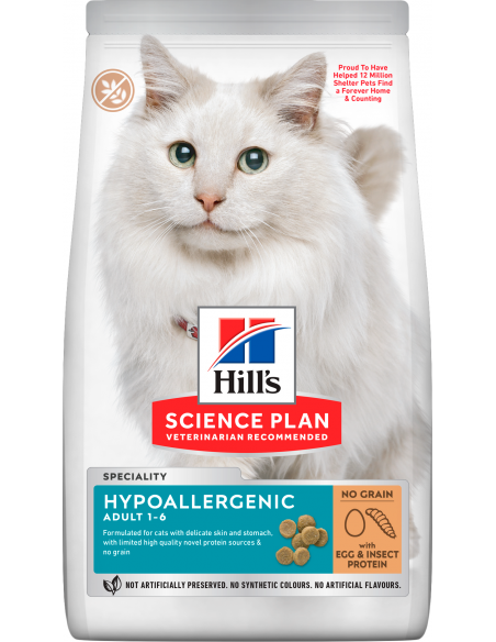 Hill`s Science Plan Cat Adult Hypoallergenic GF Huevo Insecto