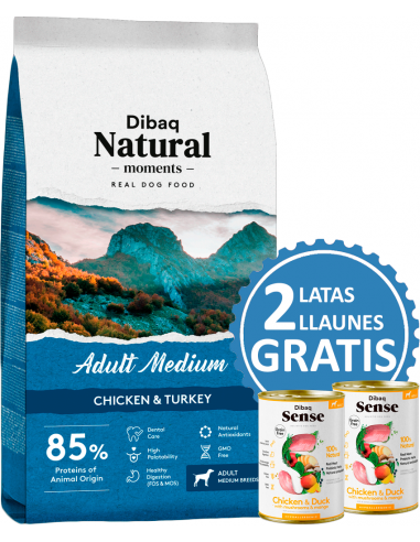 Dibaq Natural Moments Adult Medium Pollo y Pavo. EAN 8424160024973
