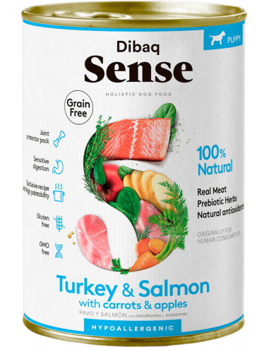 Dibaq Sense Puppy Grain Free Salmón y Pavo Paté 380 gr. EAN 8424160024423