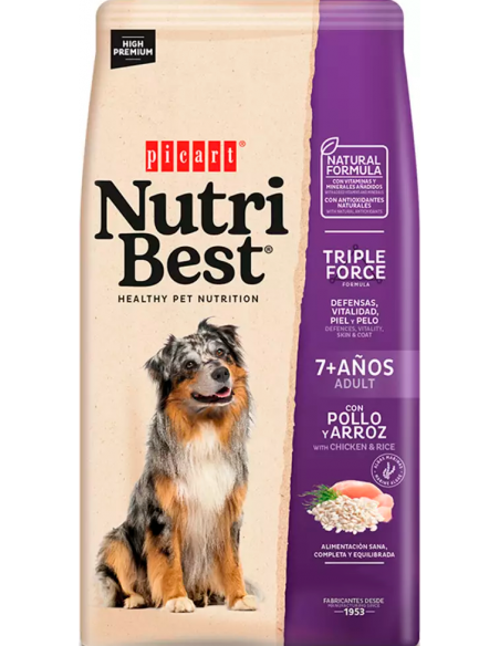 Picart Nutribest Dog Adult 7+ Pollastre i Arròs