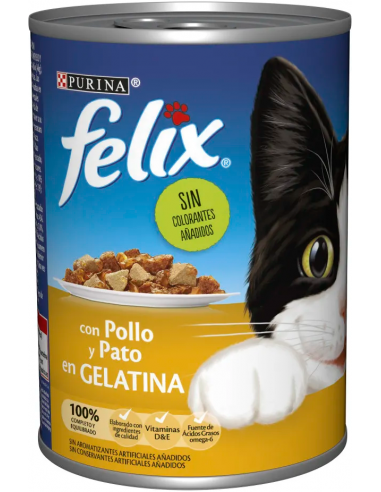 Purina Felix Adult Trocitos de Pollo y Pato en Gelatina 400 gr. EAN 8410168093066