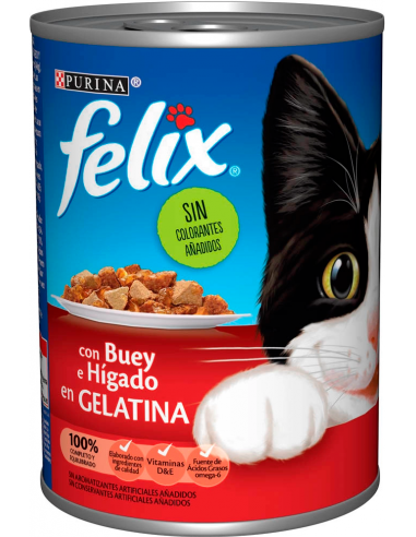 Purina Felix Adult Trocitos de Buey e Hígado en Gelatina 400gr. EAN 8410168092991