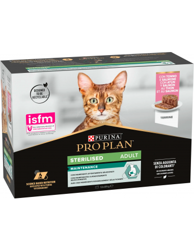 Purina Pro Plan Cat Adult Sterilised Maintenance Terrina amb Tonyina i Salmó. 8445290529541 / 8445290856715