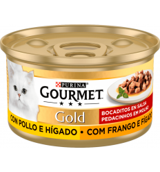 Purina Gourmet Gold Adult Bocaditos en Salsa Pollo e Hígado 85 gr. EAN 7613032881542
