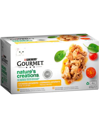 Purina Gourmet Nature`s Creations Adult Mini Filets Pollastre i Gall Dindi 4 x 85 gr. EAN 7613038187952