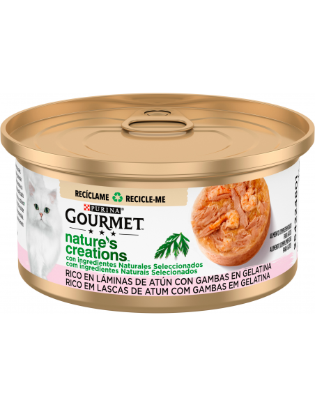 Purina Gourmet Nature`s Creations Adult Láminas de Atún con Gambas en Gelatina 70 gr. 8445290628343