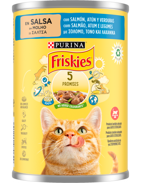 Purina Friskies Cat Adult Salmó, Tonyina i Verdures en Salsa