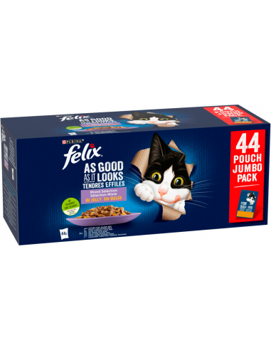 Purina Felix Fantastic Selección de Sabores en Gelatina Jumbo Pack 44 x 85 gr. 7613039932308
