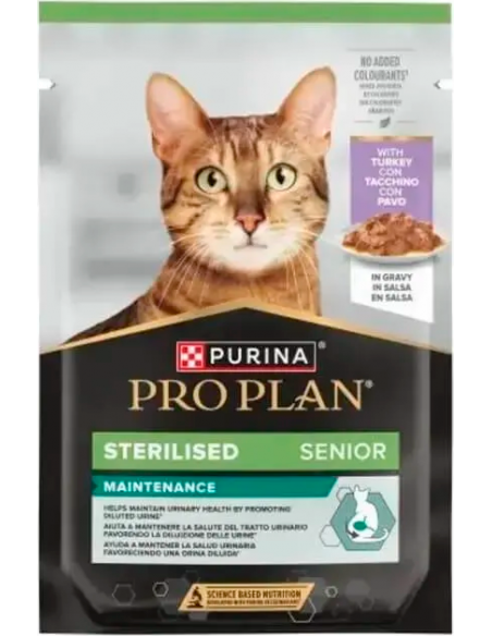 Purina Pro Plan Cat Senior 7+ Sterilised Maintenance Pavo en Salsa 85 gr. 8445291529366
