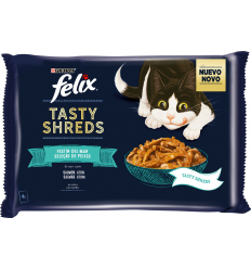 Purina Felix Tasty Shreds Festí de la Mar Salmó i Tonyina 4 x 80 gr. 7613287371157