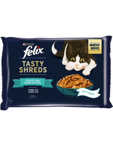 Purina Felix Tasty Shreds Festí de la Mar Salmó i Tonyina 4 x 80 gr. 7613287371157