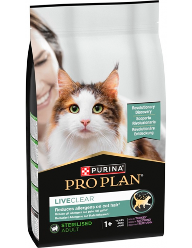 Purina Pro Plan Cat LiveClear Adult Sterilised Gall Dindi 1,4 kg. 7613287232564