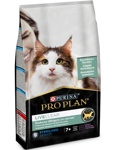 Purina Pro Plan Cat LiveClear Senior 7+ Sterilised Pavo 1,4 kg. 7613287232731