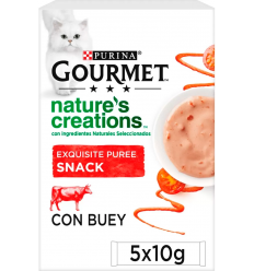 Purina Gourmet Nature`s Creations Puré Buey y Tomate 5 x 10 gr. 7613037999396