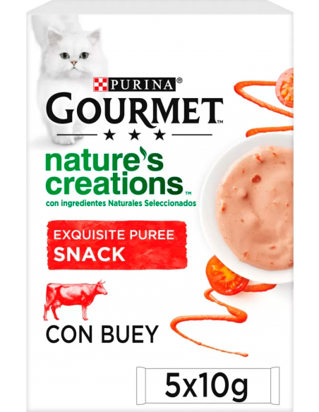 Purina Gourmet Nature`s Creations Puré Buey y Tomate 5 x 10 gr. 7613037999396