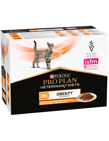 Purina Pro Plan Veterinary Diets Cat OM Obesity Pollo en Salsa 10 x 85 gr. 8445290093462