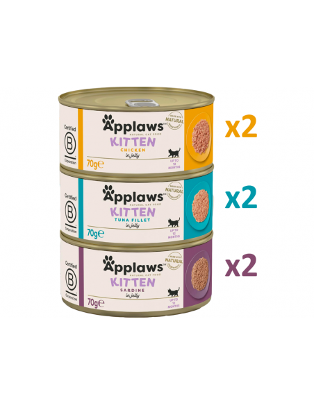 Applaws Kitten Selección Variada en Gelatina 6x70 gr. 5060122496544