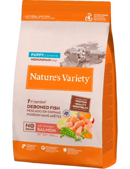 Nature`s Variety Puppy Medium Maxi No Grain Salmón. 8410650596686 / 8410650596693